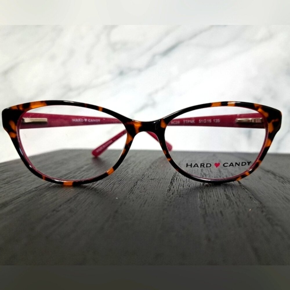 NEW Hard Candy Women Eyeglass Frame Full Rim,Tortoise/pink 51-16-135, Rx'able
